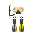 61717737 - underwater activity vector illustration. scuba-diving elements isolated. marine symbols. diving equipment: mask, fins, snorkel. scuba diving and underwater objects.