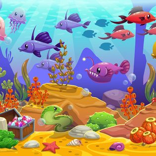 38671705 - underwater world, cartoon vector illustration